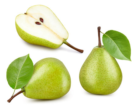 Pear. Pear isolated on white background. Pear macro.の写真素材