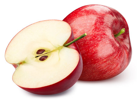 Apple. Red apple isolated on white background. Apple macro. With clipping pathの写真素材