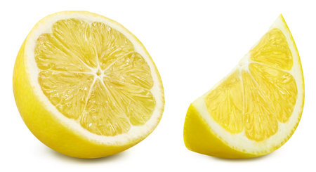 Lemon fruit. Collection organic lemon isolated on white background. Lemon with clipping pathの写真素材