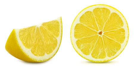 Lemon collection. Lemon set isolated on white background. Lemon macro. With clipping pathの写真素材