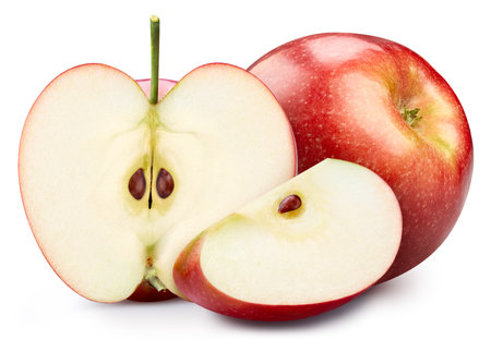 Apple. Red apple isolated on white background. Apple macro. With clipping pathの写真素材