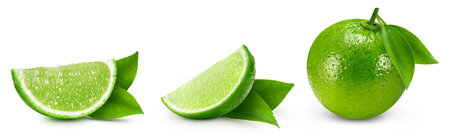 lime fruit. Collection organic lime isolated on white background.の写真素材