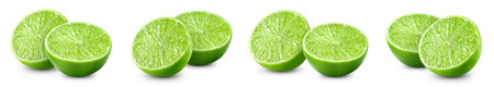 Lime collection. Lime isolated on white background. lime macro.の写真素材
