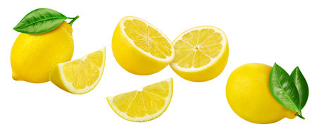 Flying in air lemon collection.  fresh organic fruitsの写真素材