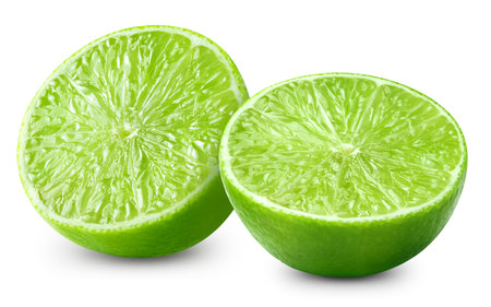 lime slice. Fresh organic lime isolated on white background.の写真素材