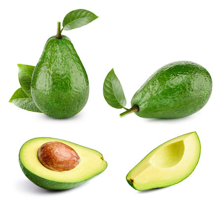 avocado collection. Avocado isolated on white background. avocado macro.の写真素材