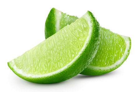 lime slice. Fresh organic lime isolated on white background.の写真素材