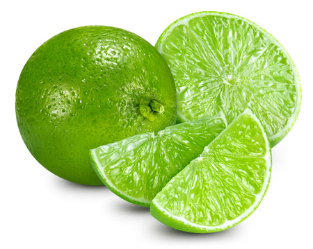 lime. Fresh organic lime isolated on white background.の写真素材