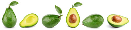 avocado collection. Avocado isolated on white background. avocado macro. With clipping path