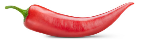 Chili peppers. Fresh organic chili isolated on white background. Red hot chili peppers macro.の写真素材