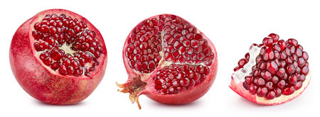 Pomegranate fruit isolated on white background. Three pomegranateの写真素材