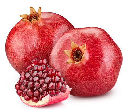 Pomegranate fruit. Pomegranate isolated on white background. Pomegranate clipping path.の写真素材