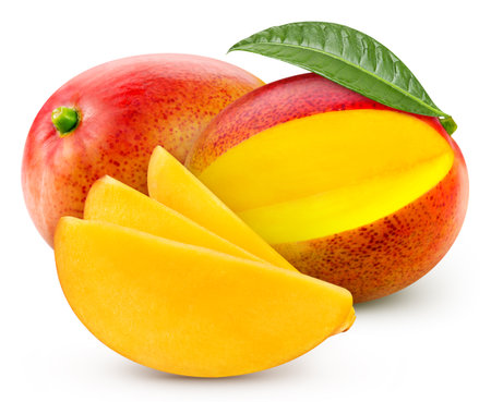 Mango. Fresh organic mango isolated on white background. mango macroの写真素材