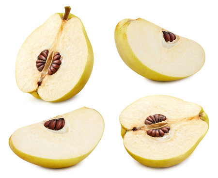 Quince isolated set. Collection of ripe quince on a white background. fresh fruit.の写真素材
