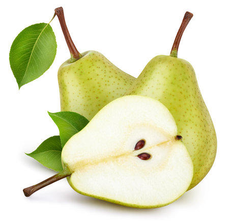 Pear with clipping path isolated on a white background. Full depth of fieldの写真素材