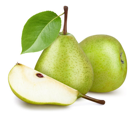 Pears isolated on white background, clipping path, full depth of fieldの写真素材