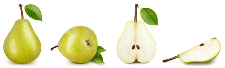 Pear collection Clipping Path. Pear isolated on white background. Pear studio macro shootingの写真素材