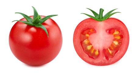 Tomato isolated on white background. Tomato isolated with clipping path. Full depth of fieldの写真素材