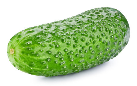 Fresh cucumber, organic food isolated on white background. Cucumber clipping path.の写真素材