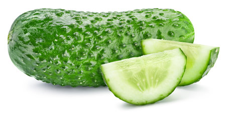 Cucumber isolated. Cucumber on white. Full depth of field. With clipping pathの写真素材