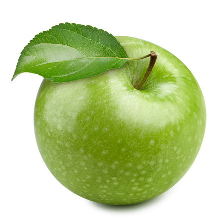 Green apple isolate. Green apple on a white background. Green slice with clipping pathの写真素材