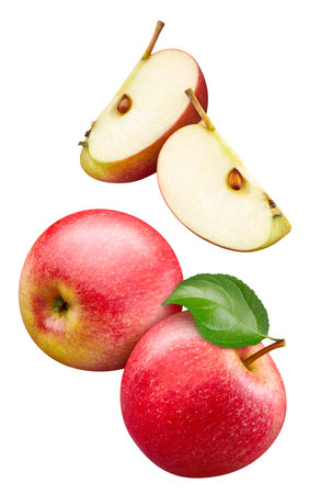 Red apple isolated. Apple on white background. Set of red apple with clipping pathの写真素材
