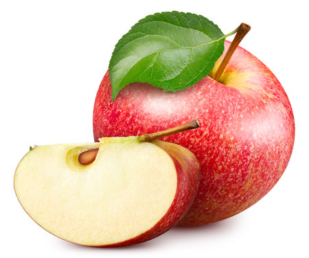 Red apple on white. Red apple collection isolated. Full depth of field. With clipping pathの写真素材