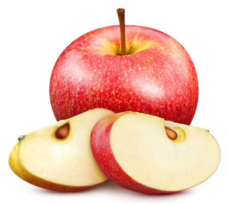 Apple clipping path. Red apple isolated on white. Red apple full depth of fieldの写真素材