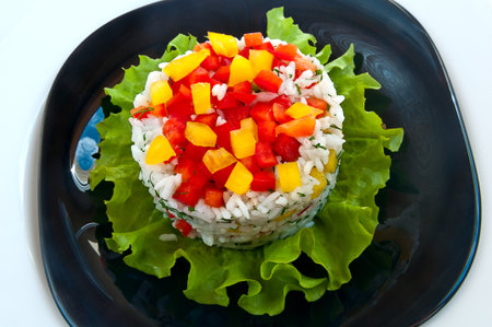 rice salad on a plateの写真素材