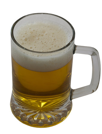 glass of beer on white backgroundの写真素材