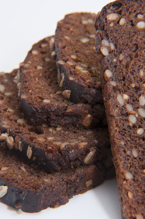Black rye bread with grainsの写真素材