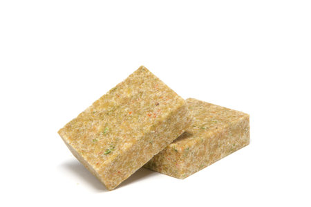 bouillon cubes on a white backgroundの写真素材
