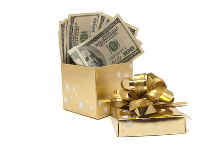Money in the present boxの写真素材
