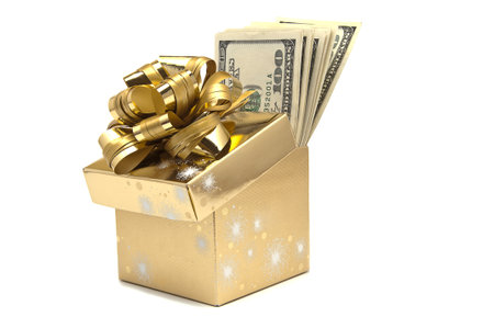 The present box full of dollarsの写真素材