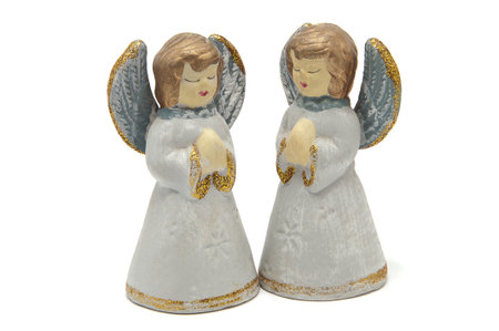 Two angels on a white backgroundの写真素材