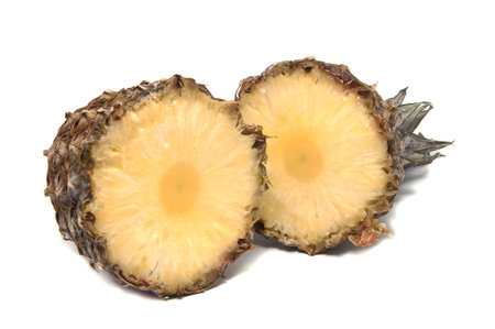 sliced ââpineapple on a white backgroundの写真素材
