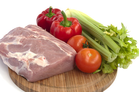 raw pork and vegetablesの写真素材
