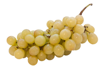 bunch of green grapes on a white backgroundの写真素材
