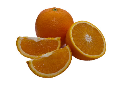 sliced ââoranges on a white backgroundの写真素材