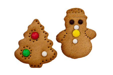Gingerbread and Christmas tree on a white background