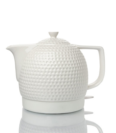 electric kettle on white background.の写真素材