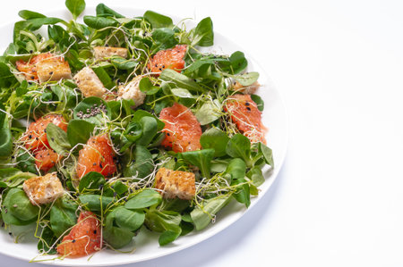 green salad with grapefruit and chia seedsの写真素材