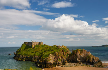 Castle in the City of Tenby, Walesの写真素材