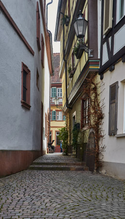 Street in the old town of Rothenburg ob der Tauber, Germanyの写真素材