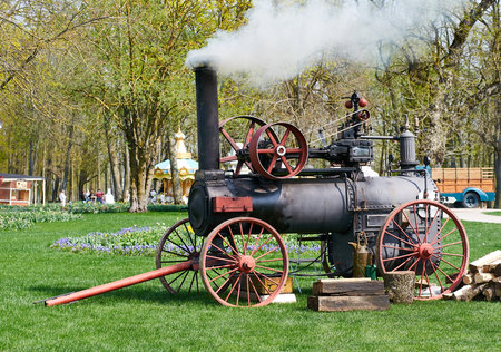 A large steam engine in operationの写真素材