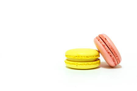 macaroons on white backgroundの写真素材