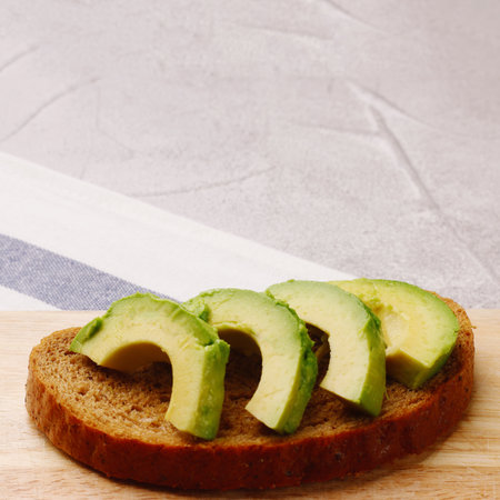 Healthy lunch avocado sandwiches top view breakfast conceptの写真素材