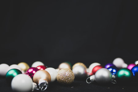 Christmas baubles with copy space.の写真素材