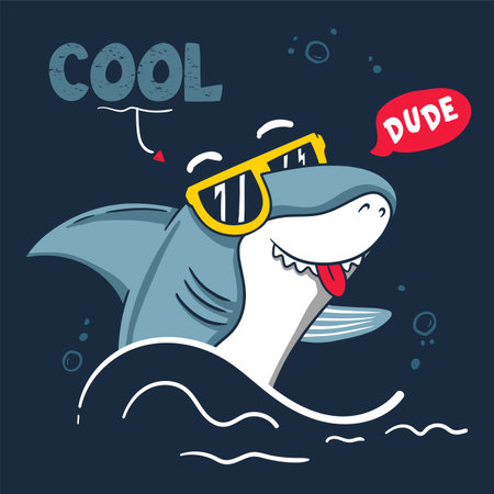 Shark cool dude vector clip art illustrationのイラスト素材