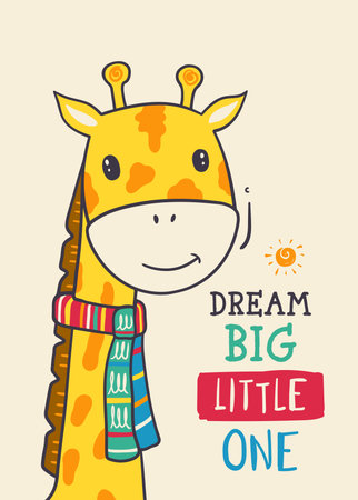 Funny giraffe cartoon illustrationのイラスト素材